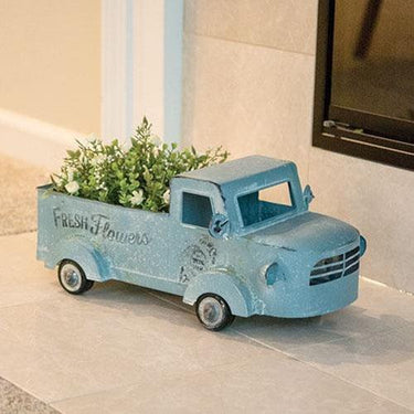 Fresh Flowers Distressed Metal Truck - The Fox Decor